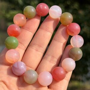 13.5mm stretchable rainbow Yanyuan agate bracelet 1144